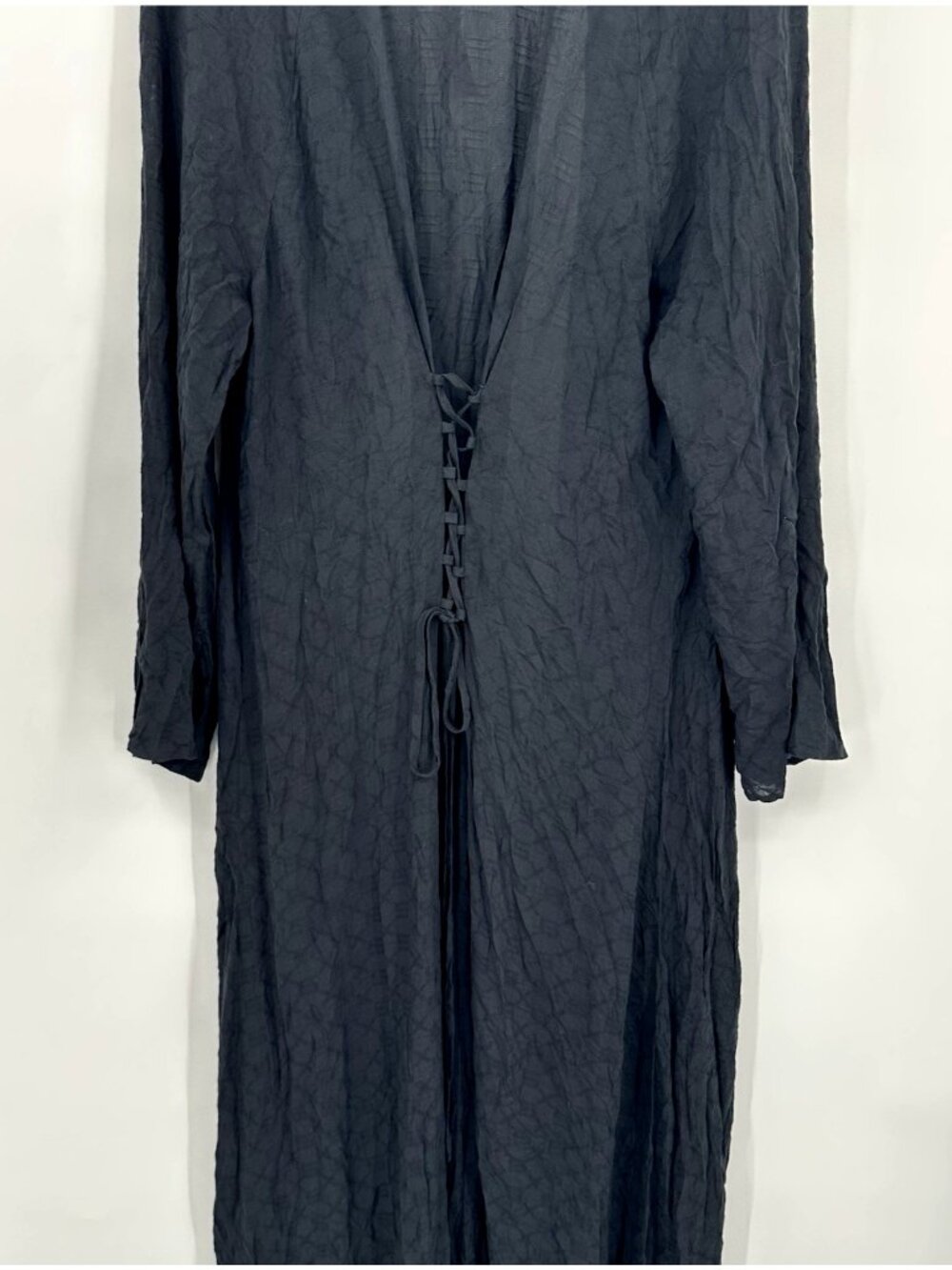 NEW Savage X Fenty Black Woven Voile Monogram Sleep Long Robe M L intimates - Picture 13 of 14